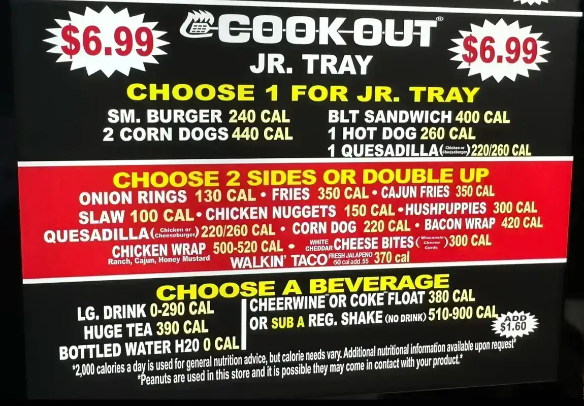 CookOut Calories: Complete Nutrition Guide for 2025 2 Cookout tray Calories