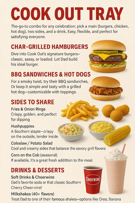 Father’s Day BBQ Menu from Cookout Restaurant 2025: What to Order for Dad’s Big Day 3 Main Courses Grilled Favorites