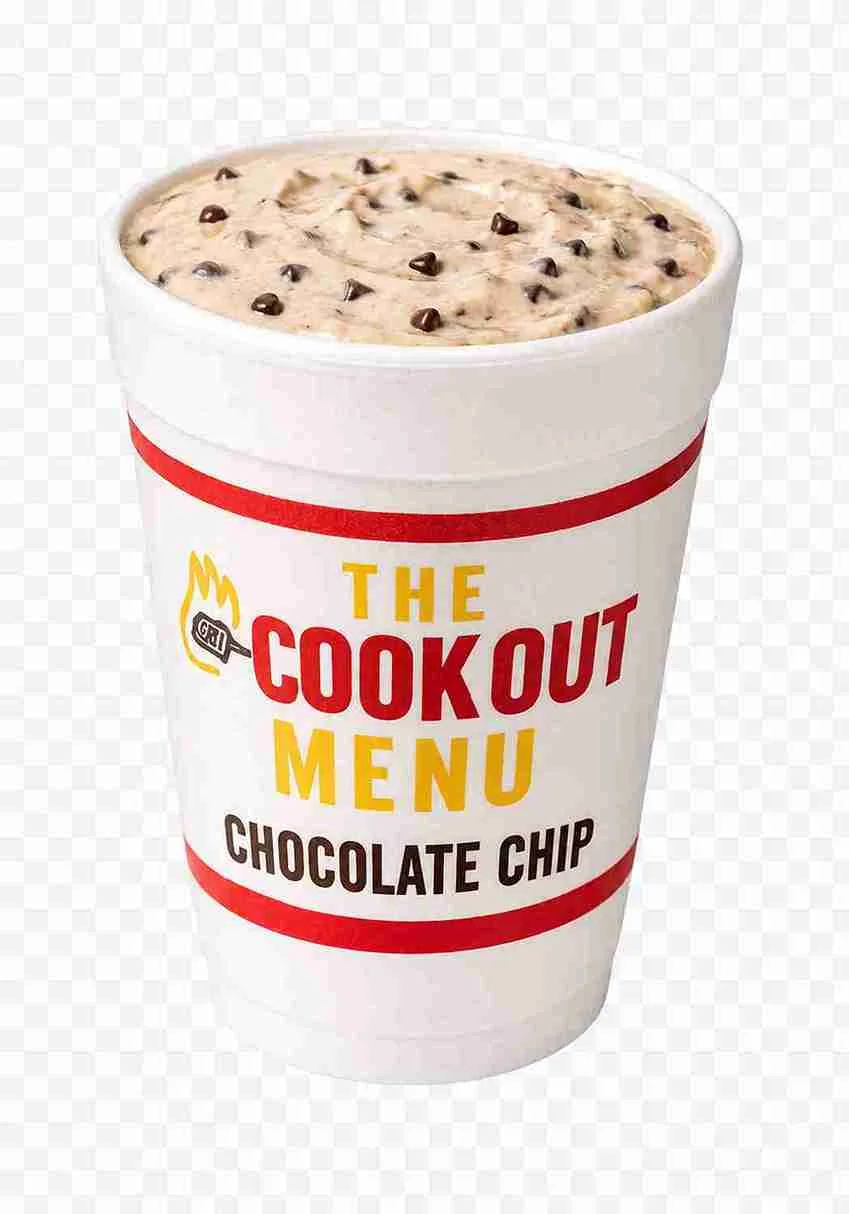 Cookout Menu 2026 with Prices: Tray Guide, 40+ Milkshakes & Every Item 25 Chocolate chip milkshake with creamy texture and blended chocolate chips topped with whipped cream.