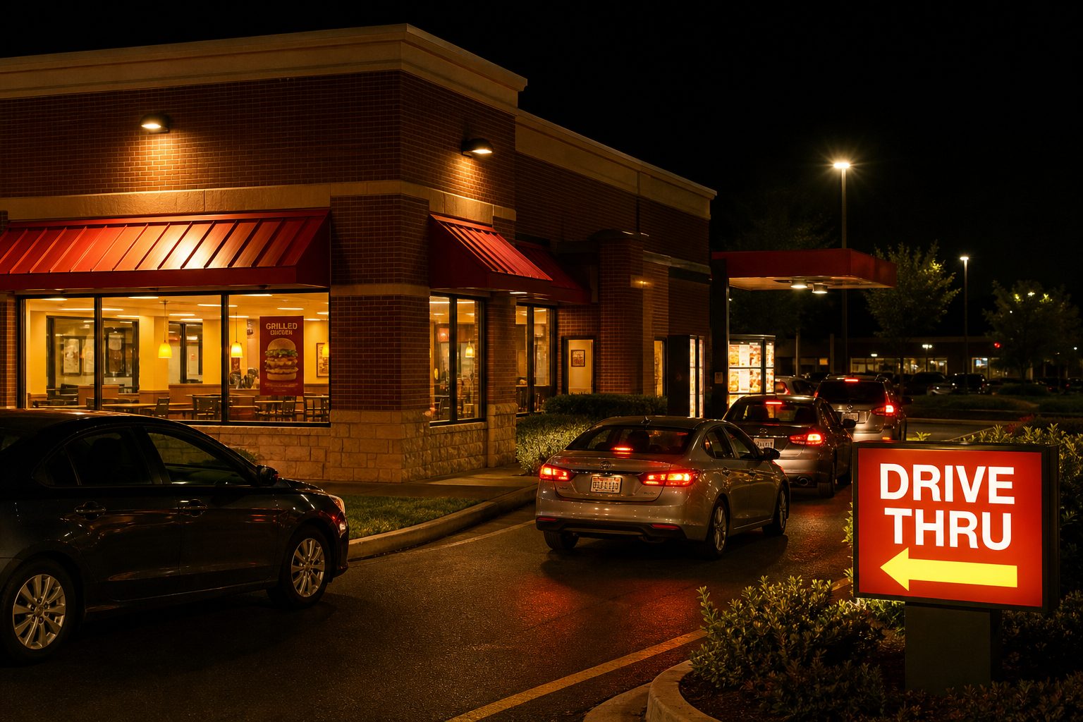Cook Out Hours Georgia 2026: Opening, Closing & Late-Night Schedule 2 Cook Out hours Georgia — Cook Out restaurant exterior at night with drive-thru open until 3 AM